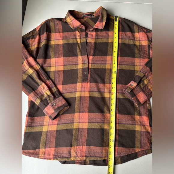 PRANA ‘Dante’ Organic Cotton & Hemp Plaid Flannel Tunic Top Women’s Size Large - Picture 9 of 10